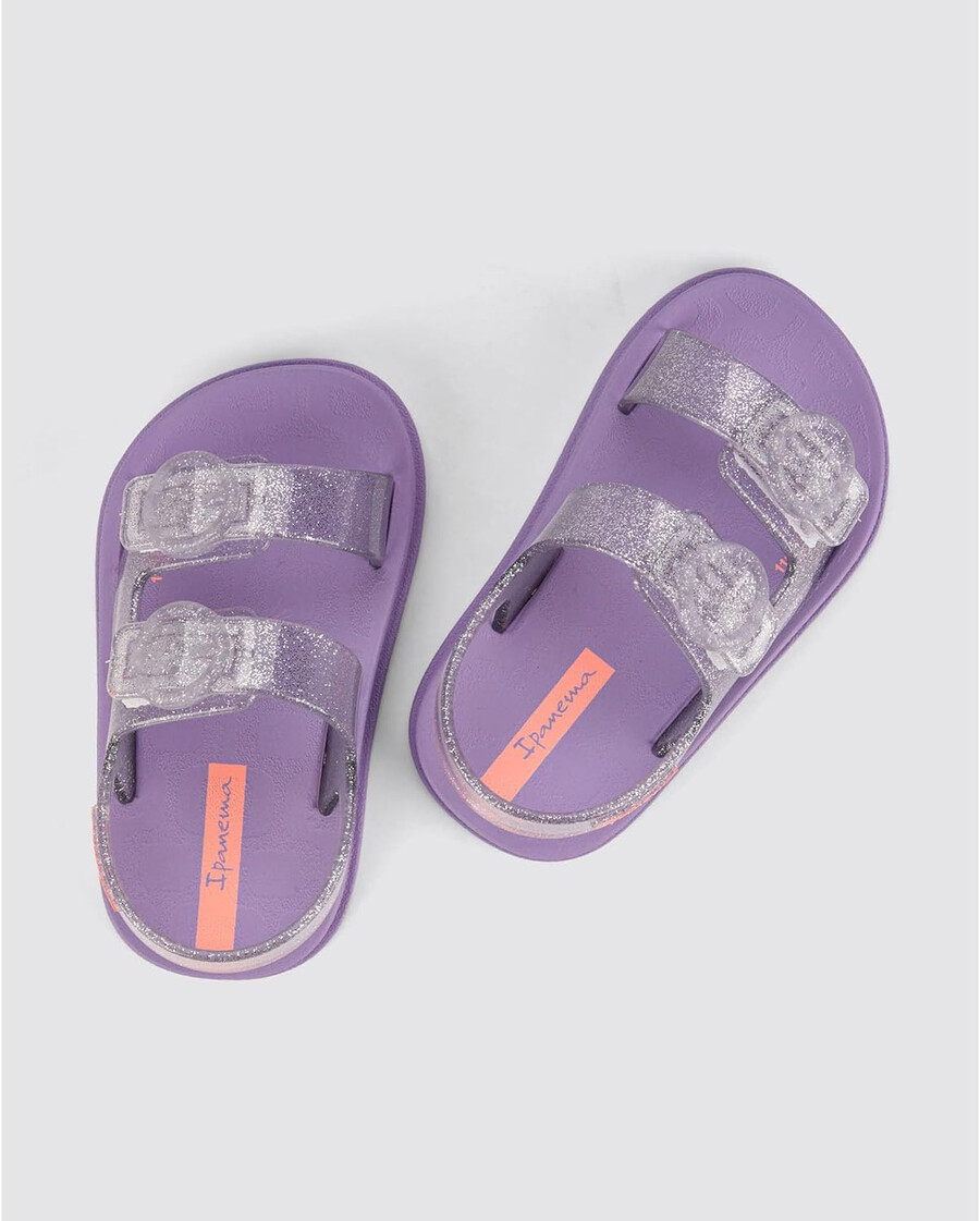 sandali ipanema follow ii baby - sandali leggeri per bambini con punta aperta e cinturino posteriore doppia fibbia scarpe in gomma per bambini morbidi flessibili facili da indossare e togliere facili da pulire resistenti allacqua lillaglitt taglia 6 abbigliamento scarpe e gioielli