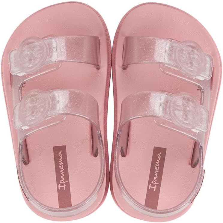 sandali ipanema follow ii baby - sandali leggeri per bambini con punta aperta e cinturino posteriore doppia fibbia scarpe in gomma per bambini morbidi flessibili facili da indossare e togliere facili da pulire resistenti allacqua rosa glitterato taglia 6 abbigliamento scarpe e gioielli