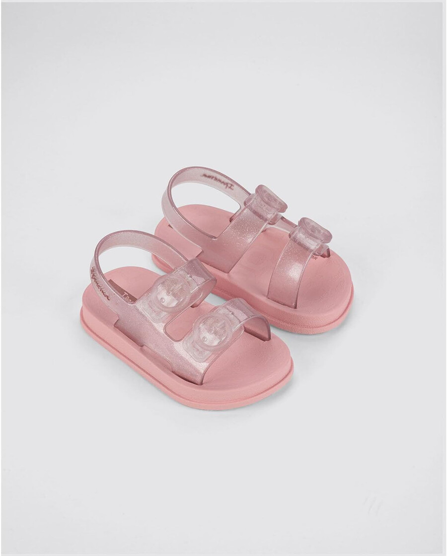 sandali ipanema follow ii baby - sandali leggeri per bambini con punta aperta e cinturino posteriore doppia fibbia scarpe in gomma per bambini morbidi flessibili facili da indossare e togliere facili da pulire resistenti allacqua rosa glitterato taglia 6 abbigliamento scarpe e gioielli