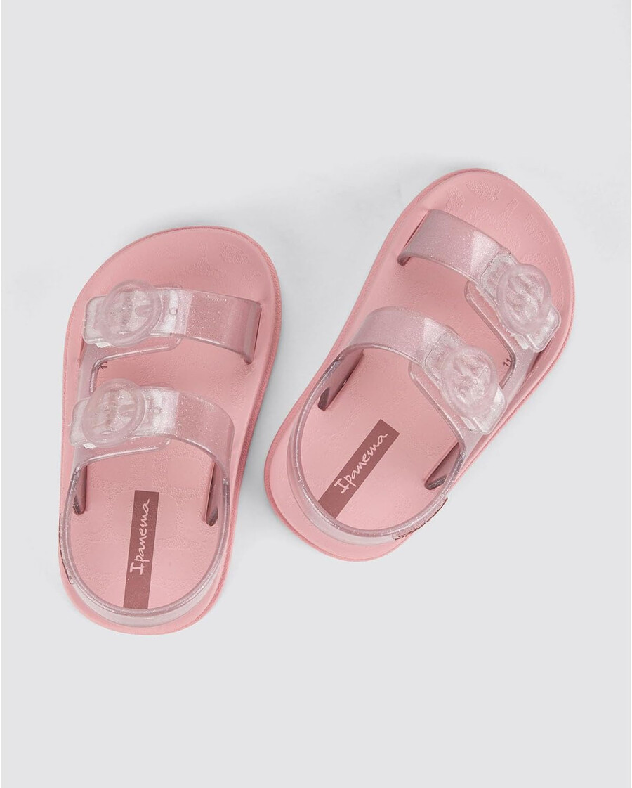 sandali ipanema follow ii baby - sandali leggeri per bambini con punta aperta e cinturino posteriore doppia fibbia scarpe in gomma per bambini morbidi flessibili facili da indossare e togliere facili da pulire resistenti allacqua rosa glitterato taglia 6 abbigliamento scarpe e gioielli
