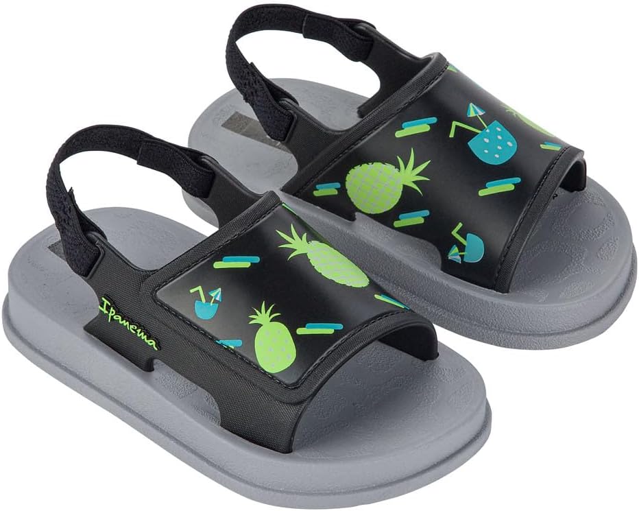 ipanema soft baby sandals - sandali leggeri per bambini punta aperta cinturino elastico posteriore stampe carine unisex flessibili facili da indossare e togliere facili da pulire pvc resistente allacqua bluazzurro grigionero taglia 7 abbigliamento scarpe e gioielli
