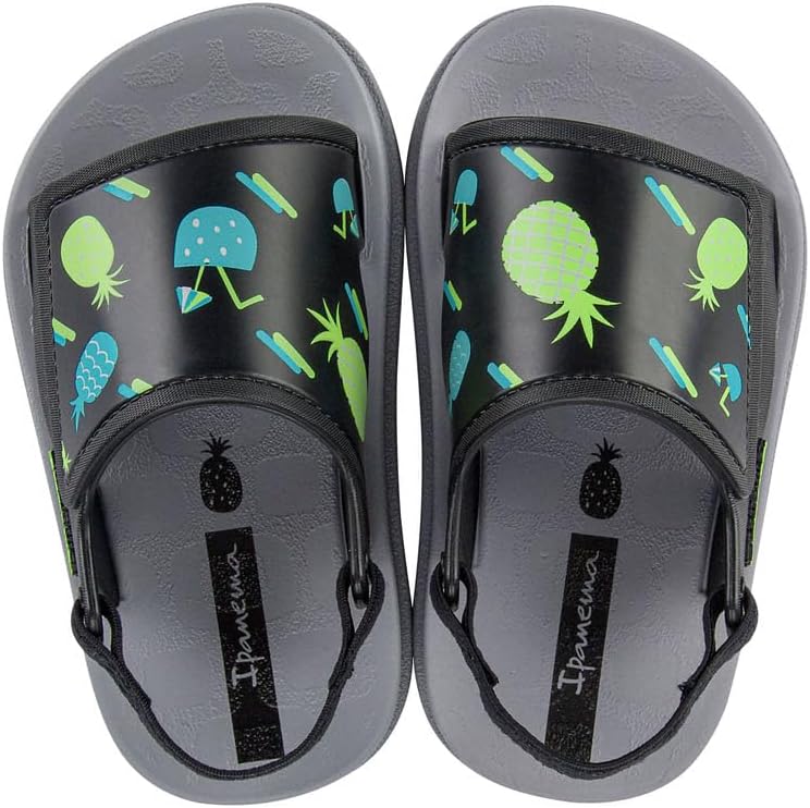 ipanema soft baby sandals - sandali leggeri per bambini punta aperta cinturino elastico posteriore stampe carine unisex flessibili facili da indossare e togliere facili da pulire pvc resistente allacqua bluazzurro grigionero taglia 7 abbigliamento scarpe e gioielli