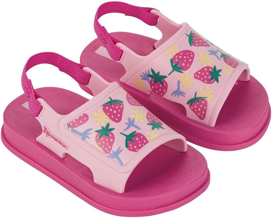 ipanema soft baby sandals - sandali leggeri per bambini punta aperta cinturino elastico posteriore stampe carine unisex flessibili facili da indossare e togliere facili da pulire pvc resistente allacqua bluazzurro rosarosa chiaro taglia 7 abbigliamento scarpe e gioielli