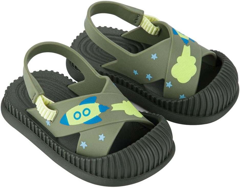 sandali ipanema cute baby - sandali morbidi e leggeri per bambini con puntale protettivo cinturino elastico posteriore stampe carine unisex facili da indossare e togliere facili da pulire pvc resistente allacqua verdegiallo taglia 7 abbigliamento scarpe e gioielli