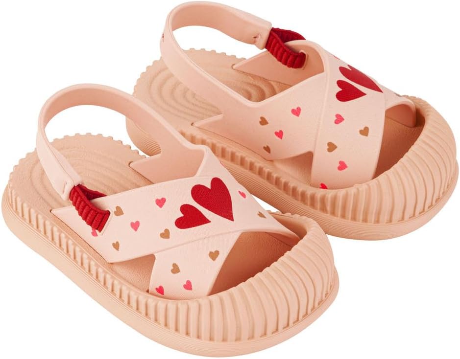 sandali ipanema cute baby - sandali morbidi e leggeri per bambini con puntale protettivo cinturino elastico posteriore stampe carine unisex facili da indossare e togliere facili da pulire pvc resistente allacqua beigerosso taglia 7 abbigliamento scarpe e gioielli