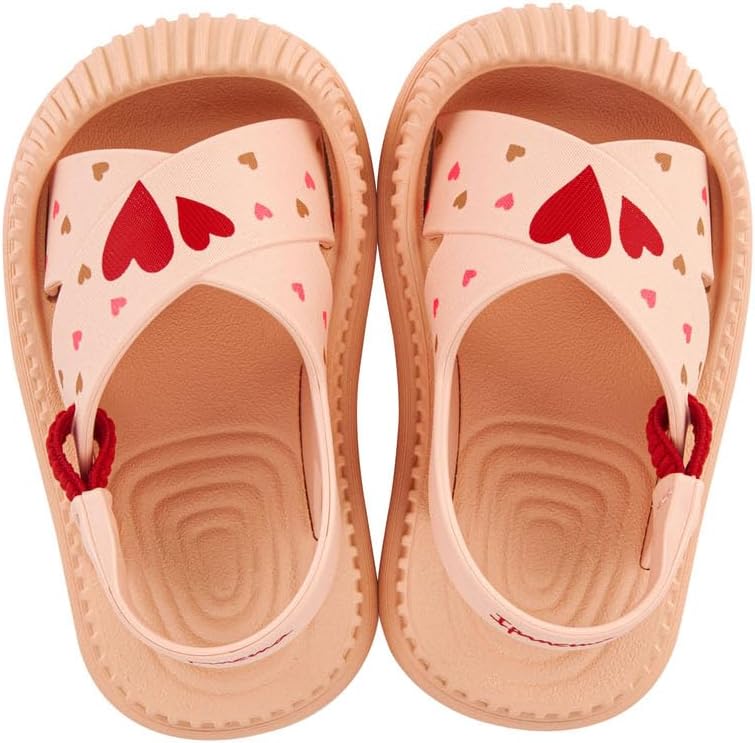 sandali ipanema cute baby - sandali morbidi e leggeri per bambini con puntale protettivo cinturino elastico posteriore stampe carine unisex facili da indossare e togliere facili da pulire pvc resistente allacqua beigerosso taglia 7 abbigliamento scarpe e gioielli