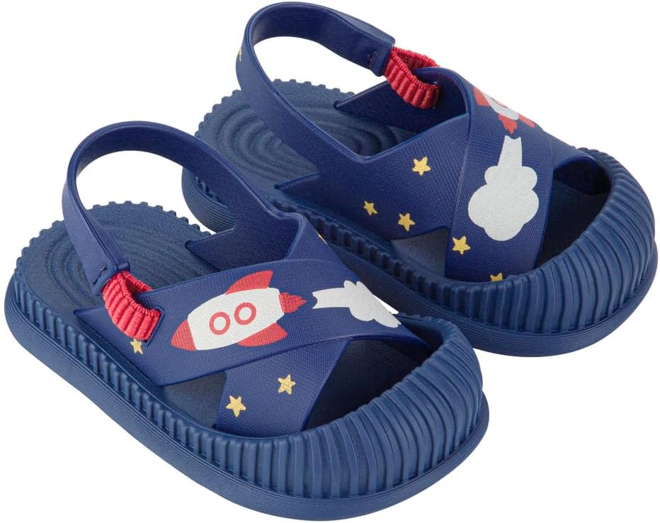 sandali ipanema cute baby - sandali morbidi e leggeri per bambini con puntale protettivo cinturino elastico posteriore stampe carine unisex facili da indossare e togliere facili da pulire pvc resistente allacqua blurosso taglia 7 abbigliamento scarpe e gioielli