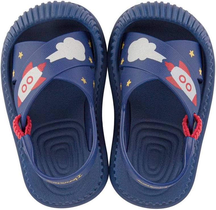 sandali ipanema cute baby - sandali morbidi e leggeri per bambini con puntale protettivo cinturino elastico posteriore stampe carine unisex facili da indossare e togliere facili da pulire pvc resistente allacqua blurosso taglia 7 abbigliamento scarpe e gioielli