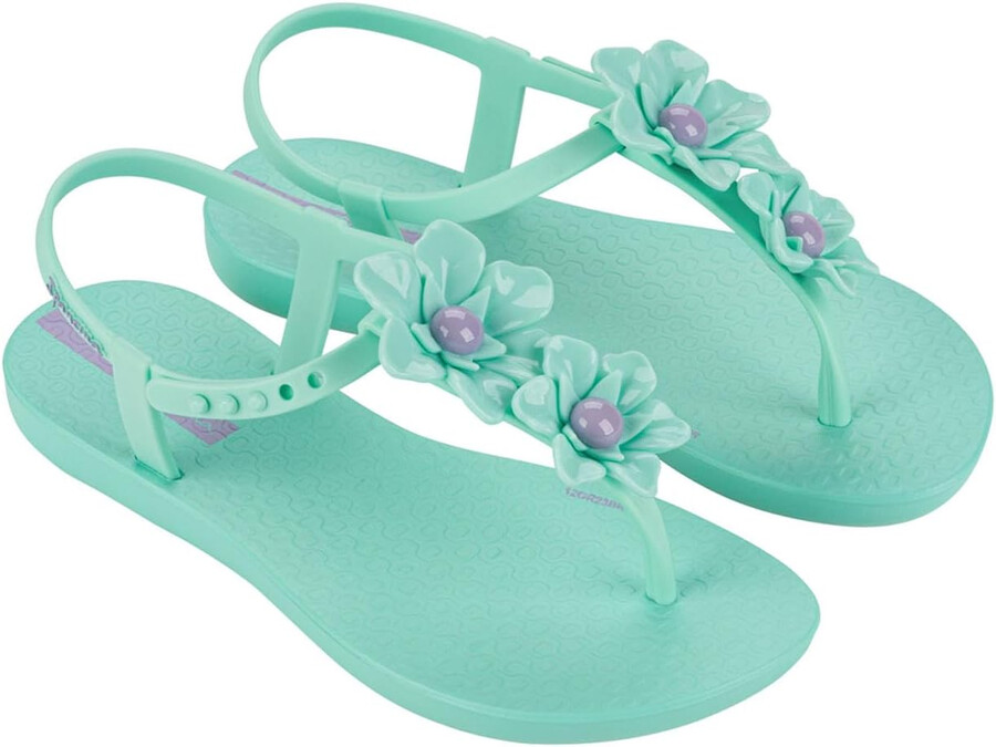 sandali per bambini ipanema class duo flower - sandali comodi flessibili alla moda con punta aperta e cinturino a t per bambine con cinturino regolabile alla caviglia e fiori sandali infradito sandali per bambine verdelilla taglia 131 abbigliamento scarpe e gioielli
