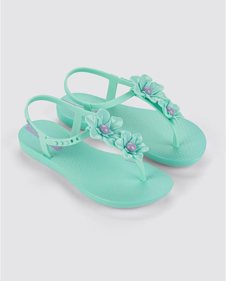 sandali per bambini ipanema class duo flower - sandali comodi flessibili alla moda con punta aperta e cinturino a t per bambine con cinturino regolabile alla caviglia e fiori sandali infradito sandali per bambine verdelilla taglia 131 abbigliamento scarpe e gioielli