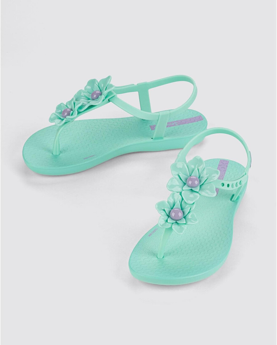 sandali per bambini ipanema class duo flower - sandali comodi flessibili alla moda con punta aperta e cinturino a t per bambine con cinturino regolabile alla caviglia e fiori sandali infradito sandali per bambine verdelilla taglia 131 abbigliamento scarpe e gioielli