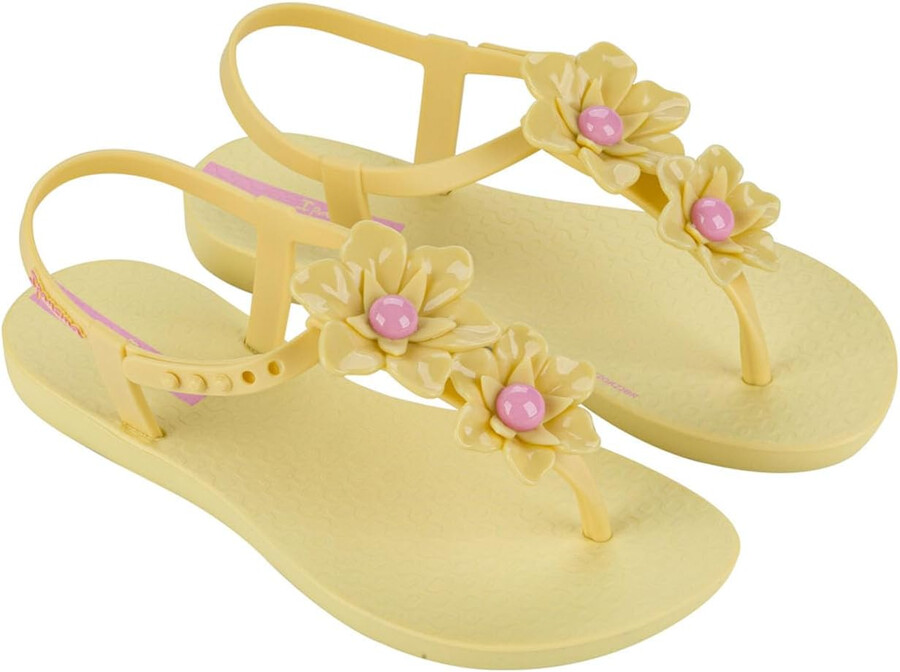 sandali ipanema class duo flower per bambini - sandali comodi flessibili alla moda con punta aperta e cinturino a t per ragazze con cinturino regolabile alla caviglia e fiori sandali infradito sandali per ragazze giallorosa taglia 1112 abbigliamento scarpe e gioielli