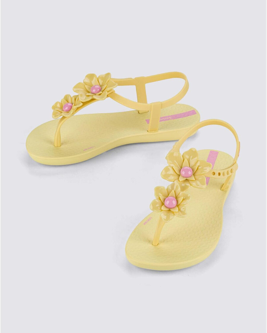 sandali ipanema class duo flower per bambini - sandali comodi flessibili alla moda con punta aperta e cinturino a t per ragazze con cinturino regolabile alla caviglia e fiori sandali infradito sandali per ragazze giallorosa taglia 1112 abbigliamento scarpe e gioielli