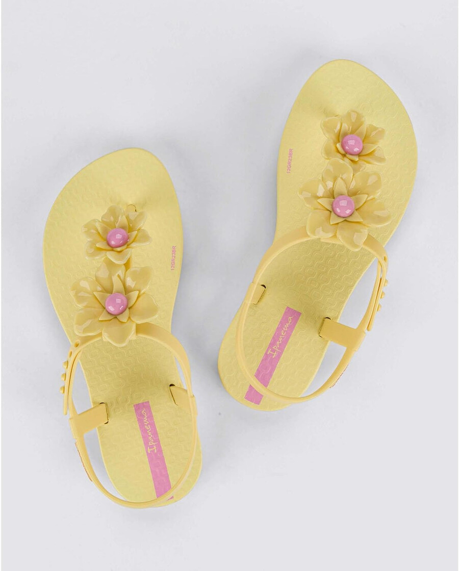sandali ipanema class duo flower per bambini - sandali comodi flessibili alla moda con punta aperta e cinturino a t per ragazze con cinturino regolabile alla caviglia e fiori sandali infradito sandali per ragazze giallorosa taglia 1112 abbigliamento scarpe e gioielli