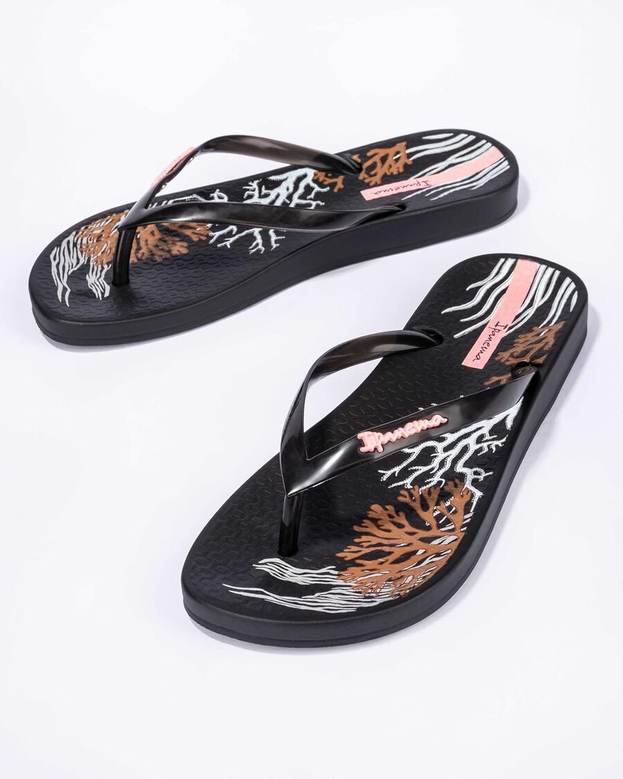 infradito ipanema ana glossy da donna - sandalo estivo comodo ed elegante con plantare anatomico e suola antiscivolo nero e bianco taglia 11 infradito