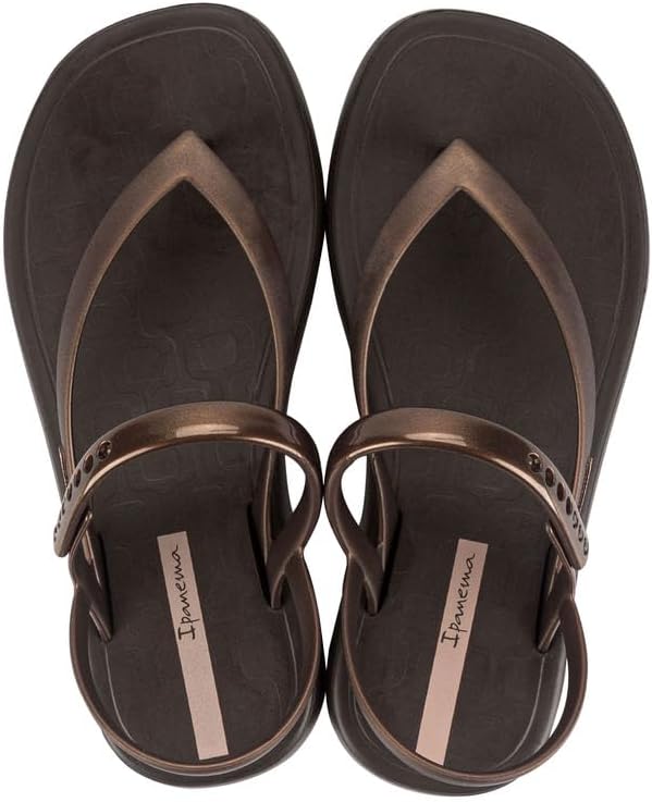 sandalo verano da donna ipanema - sandali con plateau da donna sandali infradito con cinturino regolabile alla caviglia zeppe basse sandali in pvc per donna marronebronzo 5 infradito