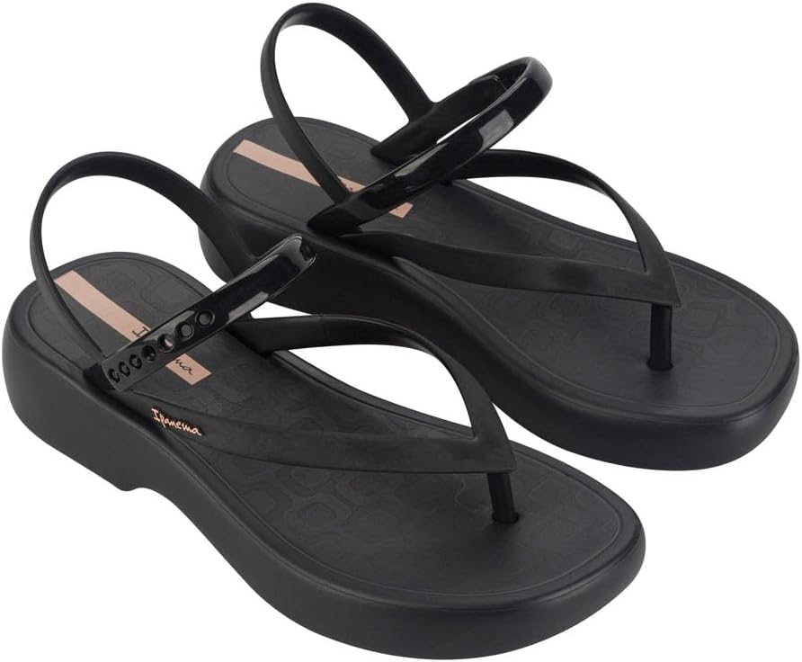 sandalo verano da donna ipanema - sandali con plateau da donna sandali infradito con cinturino regolabile alla caviglia zeppe basse sandali in pvc da donna nero 11 infradito