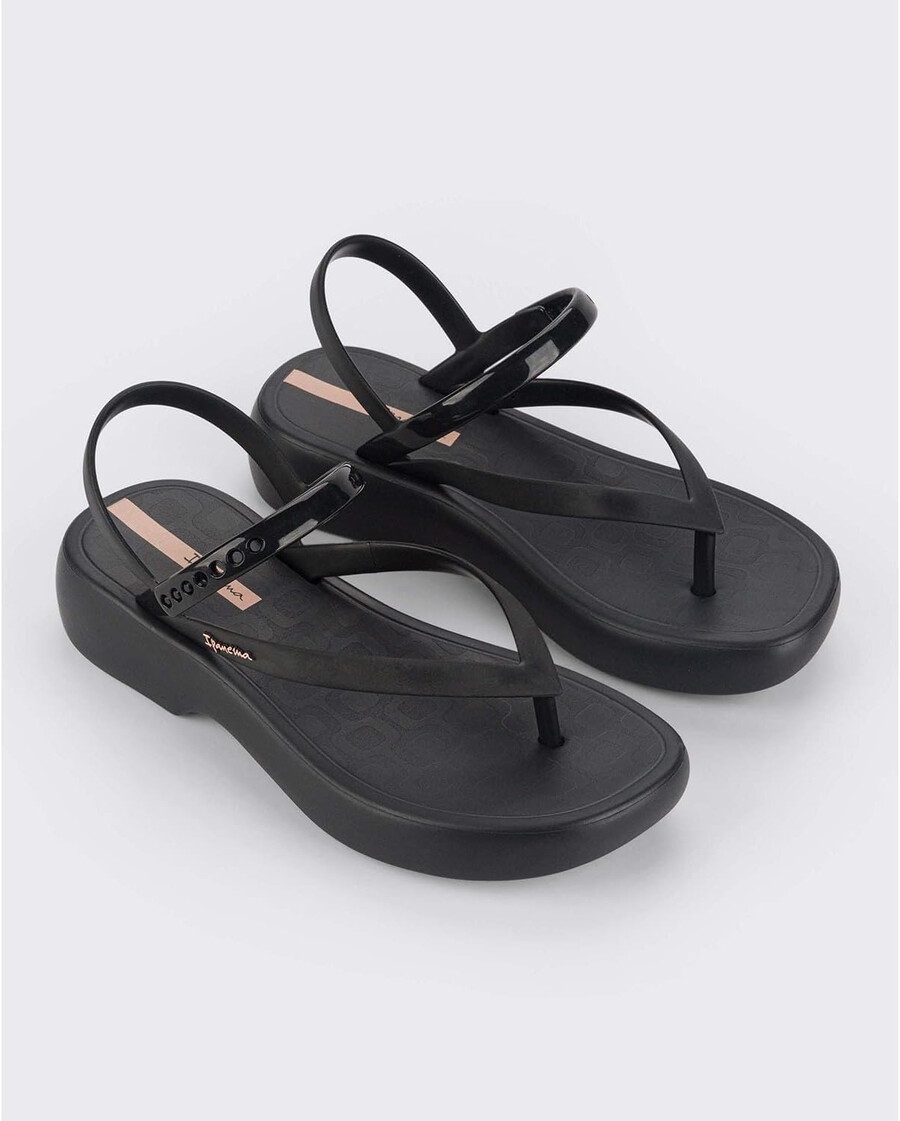 sandalo verano da donna ipanema - sandali con plateau da donna sandali infradito con cinturino regolabile alla caviglia zeppe basse sandali in pvc da donna nero 11 infradito