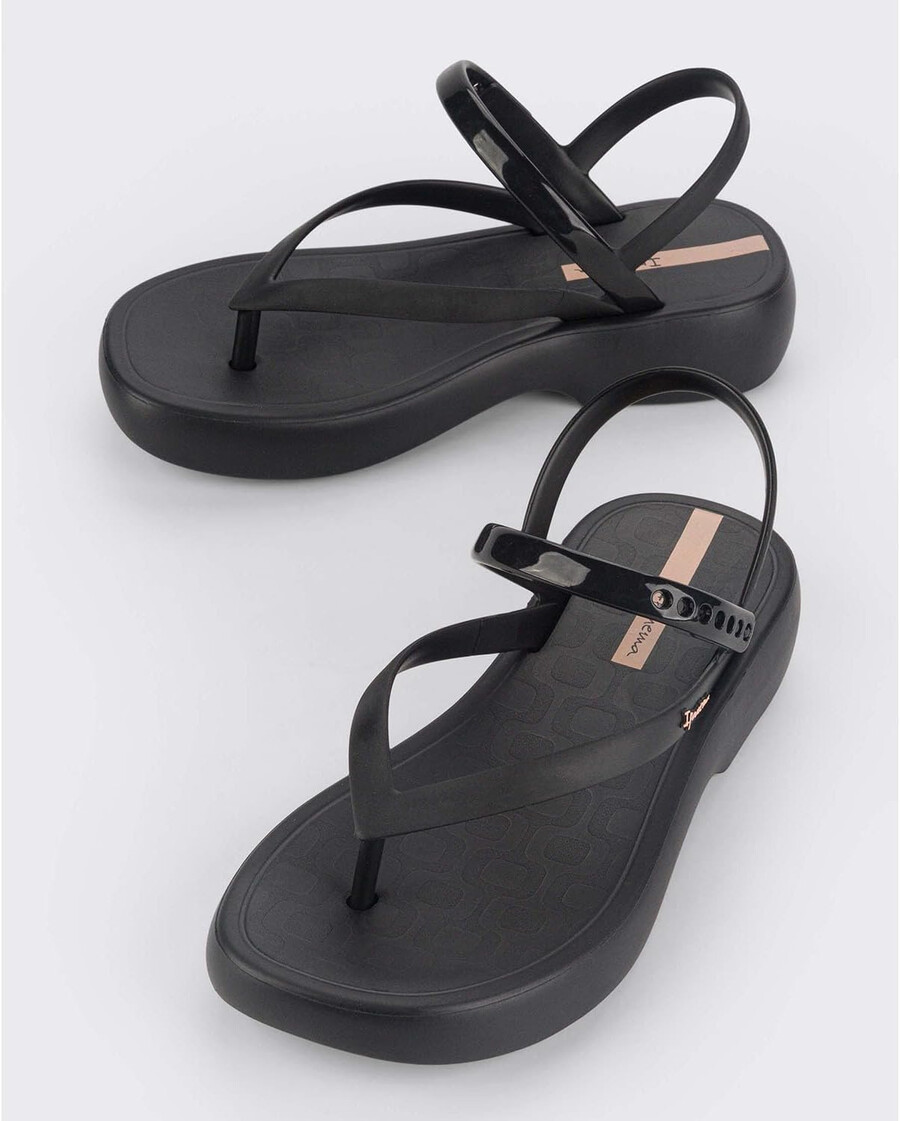 sandalo verano da donna ipanema - sandali con plateau da donna sandali infradito con cinturino regolabile alla caviglia zeppe basse sandali in pvc da donna nero 11 infradito