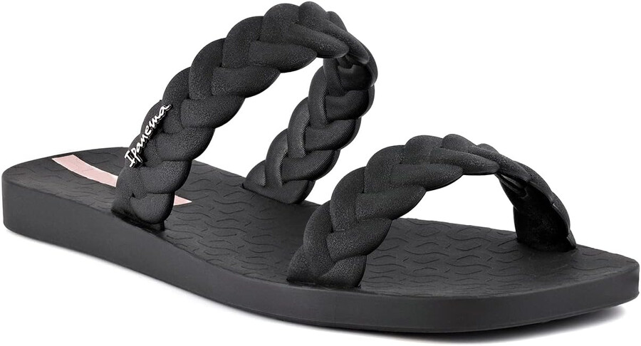 ipanema womens fever slides - sandali slip-on comodi e alla moda infradito da donna con doppi cinturini intrecciati nero 6 slides
