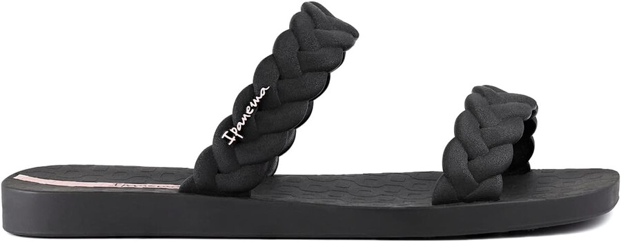 ipanema womens fever slides - sandali slip-on comodi e alla moda infradito da donna con doppi cinturini intrecciati nero 6 slides