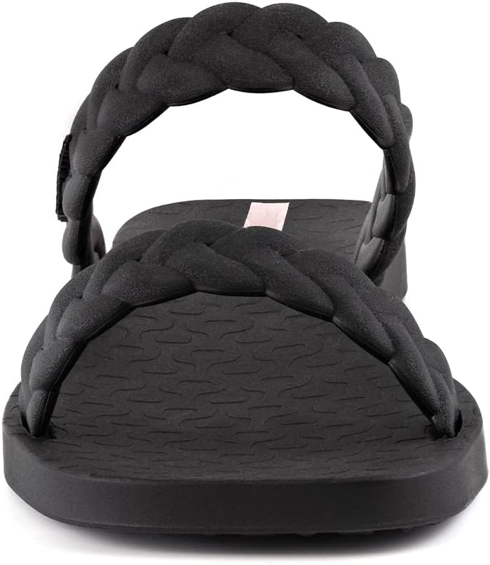 ipanema womens fever slides - sandali slip-on comodi e alla moda infradito da donna con doppi cinturini intrecciati nero 6 slides