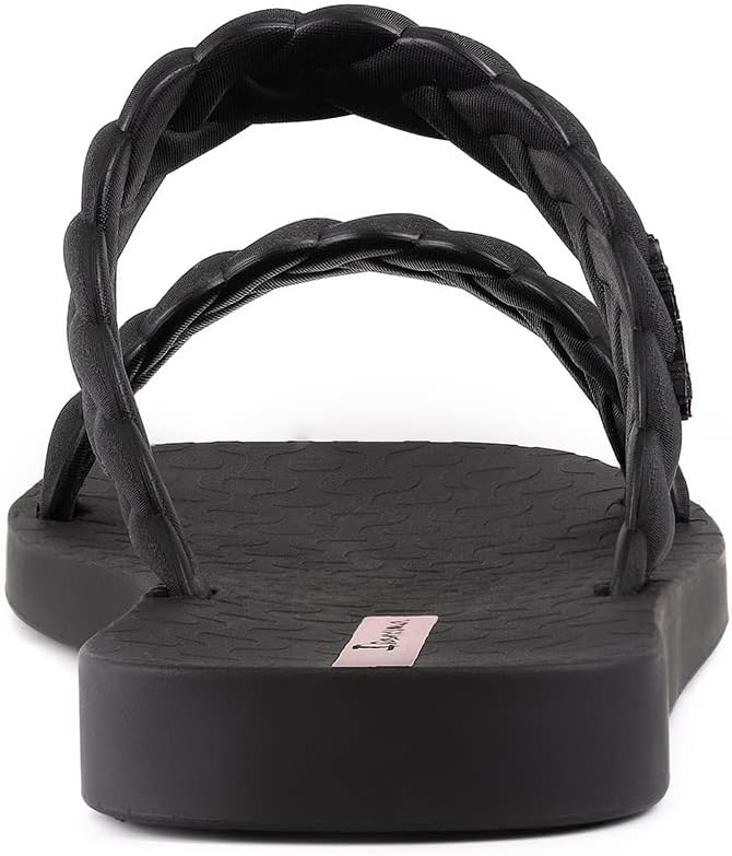 ipanema womens fever slides - sandali slip-on comodi e alla moda infradito da donna con doppi cinturini intrecciati nero 6 slides