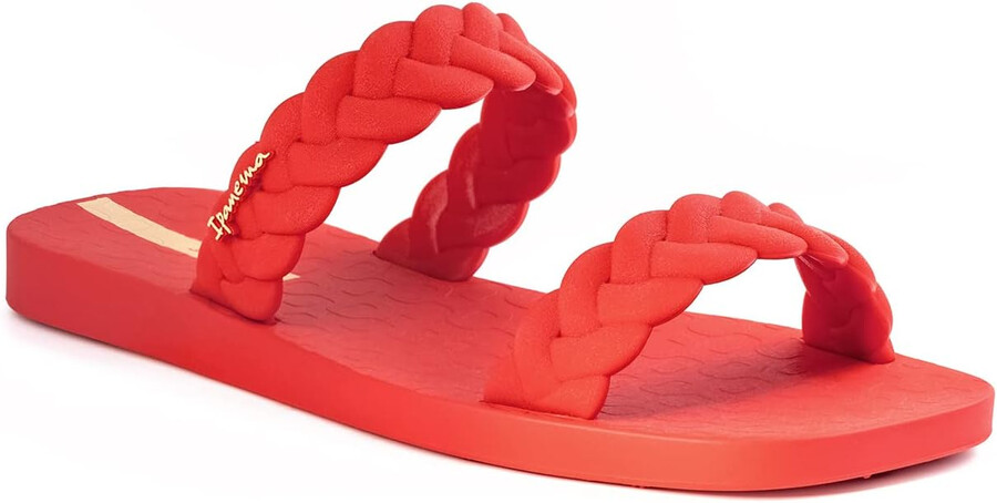 ipanema womens fever slides - sandali slip-on comodi e alla moda infradito da donna con doppi cinturini intrecciati rosso 7 slides
