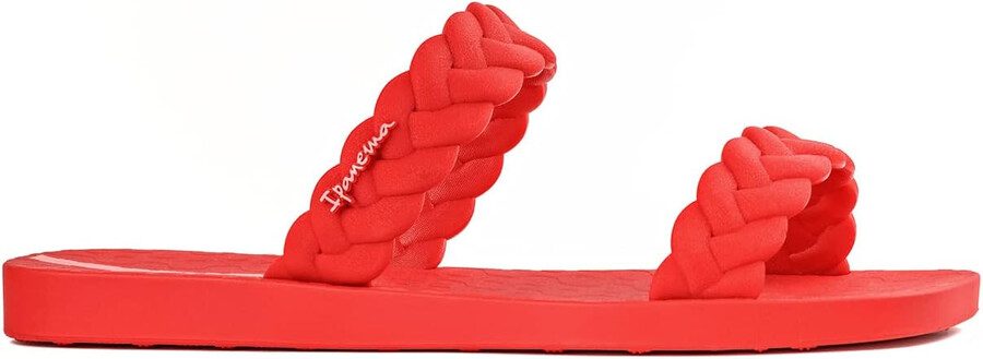 ipanema womens fever slides - sandali slip-on comodi e alla moda infradito da donna con doppi cinturini intrecciati rosso 7 slides