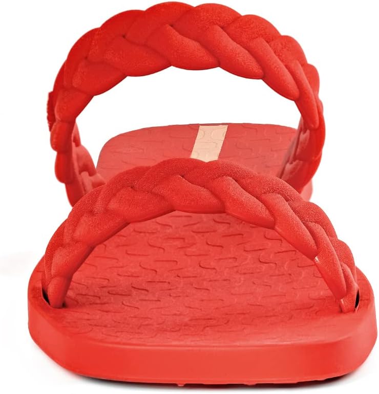 ipanema womens fever slides - sandali slip-on comodi e alla moda infradito da donna con doppi cinturini intrecciati rosso 7 slides