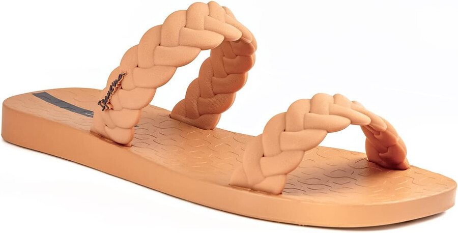 ipanema womens fever slides - sandali slip-on comodi e alla moda infradito da donna con doppi cinturini intrecciati marronebeige 5 ciabatte