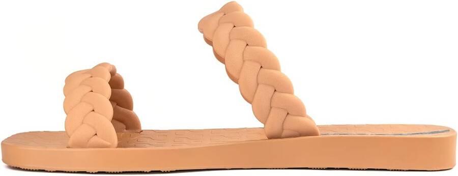 ipanema womens fever slides - sandali slip-on comodi e alla moda infradito da donna con doppi cinturini intrecciati marronebeige 5 ciabatte