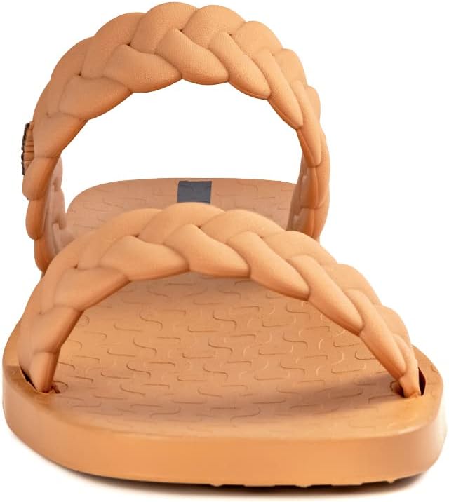 ipanema womens fever slides - sandali slip-on comodi e alla moda infradito da donna con doppi cinturini intrecciati marronebeige 5 ciabatte