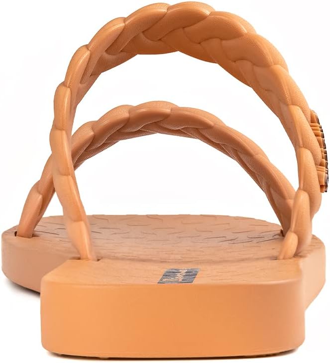 ipanema womens fever slides - sandali slip-on comodi e alla moda infradito da donna con doppi cinturini intrecciati marronebeige 5 ciabatte