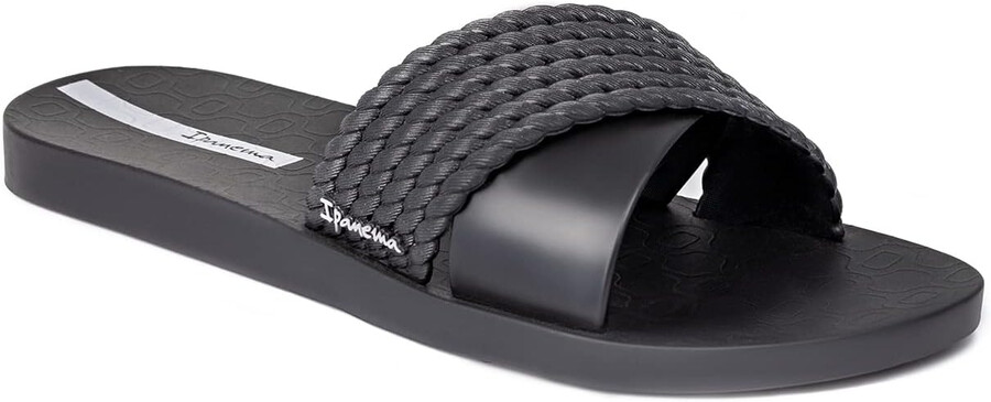 ipanema womens street ii slides - sandali slip-on comodi e alla moda infradito da donna con tomaia ampia minimalista e incrociata neronero 6 infradito