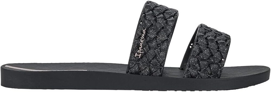 ipanema renda ii fem womens slides - sandali slip-on da donna con cinturini intrecciati sandali eleganti sandali estivi eleganti scarpe basse con plantare imbottito da donna nero glitterato taglia 7 scarpe