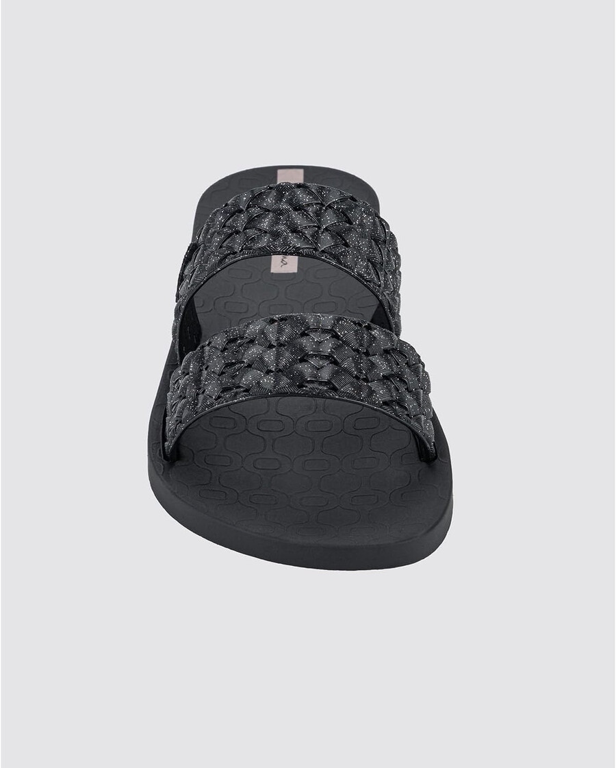 ipanema renda ii fem womens slides - sandali slip-on da donna con cinturini intrecciati sandali eleganti sandali estivi eleganti scarpe basse con plantare imbottito da donna nero glitterato taglia 7 scarpe
